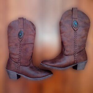 Sugar Terner Brown Western Cowgirl Charm Boots Size 6 | Excellent!!